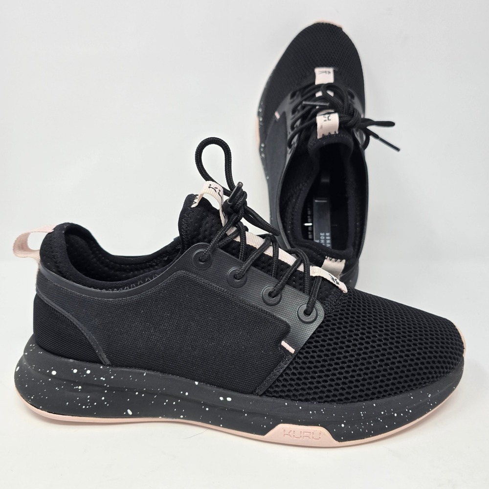 Kuru Atom Womens 9 Black Pink Splatter Mesh Athletic Running Shoes‎ 20561290